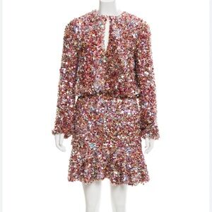 ALEXIS TAMERA SEQUIN MINI DRESS PINK LARGE